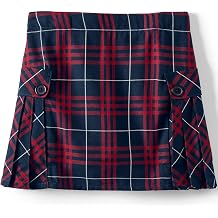 Lands End School Uniform Girls Slim Side Pleat Plaid Skort Above Knee