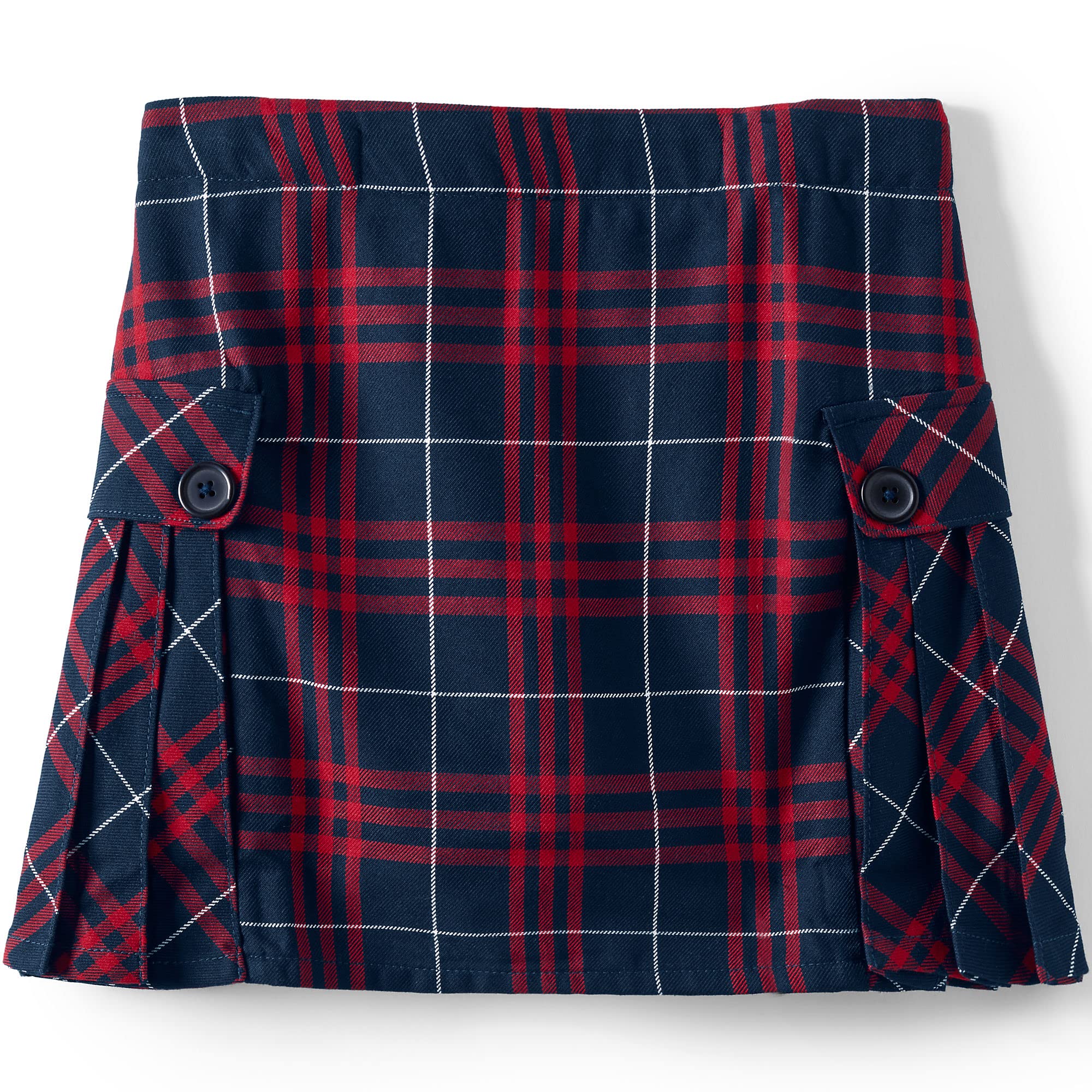 Lands' End School Uniform Girls Side Pleat Plaid Skort Above Knee