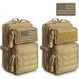 2 Pack Molle Accessories Tactical EDC Pouch, Small Tool Bag, Utility Phone Holder IFAK for Duty Belt, Backpack, Vest (Includes 2 US Flag Patch)