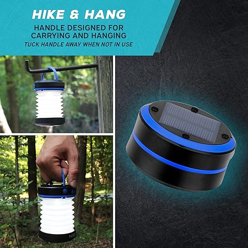 Miniatura 7 de KIZEN Linterna solar para campamento, linternas LED para cortes de energía, luces de campamento, linterna de emergencia, lámpara plegable,