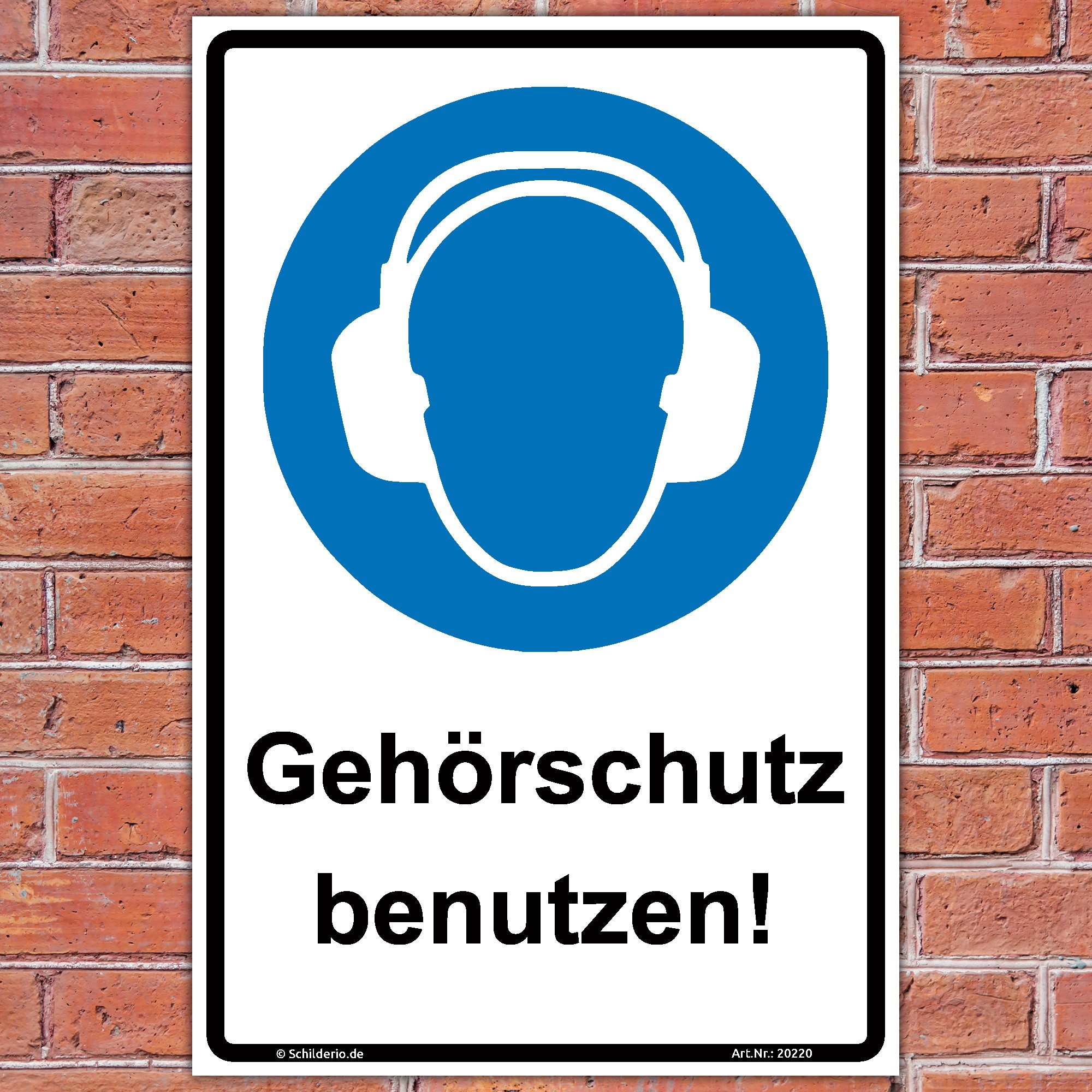 Schild "Gehörschutz tragen" ASR 1.3, Hinweisschild 600x400 mm,Hochformat, stabile Aluminiumverbundplatte 3mm stark - inkl. 4 Eckbohrungen