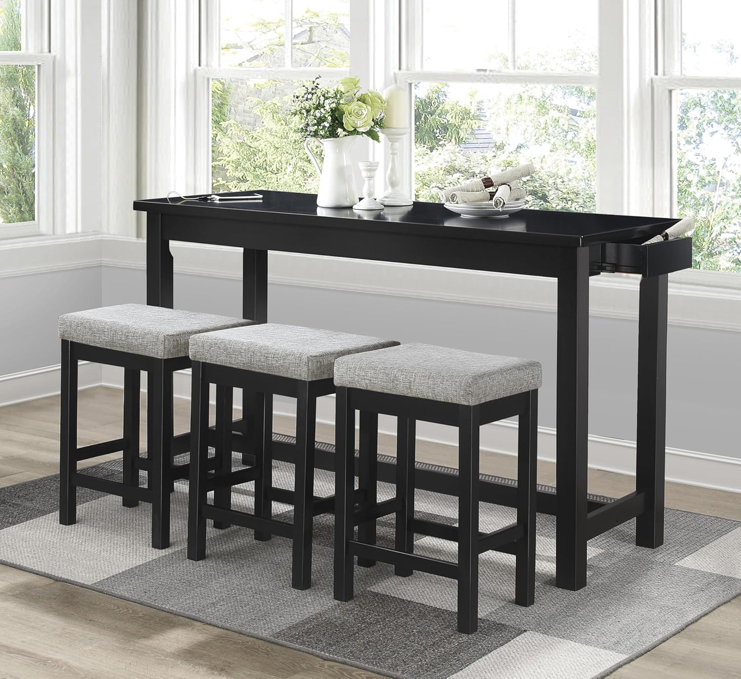 Homelegance 4-Piece Counter Height Dinette Set, Black