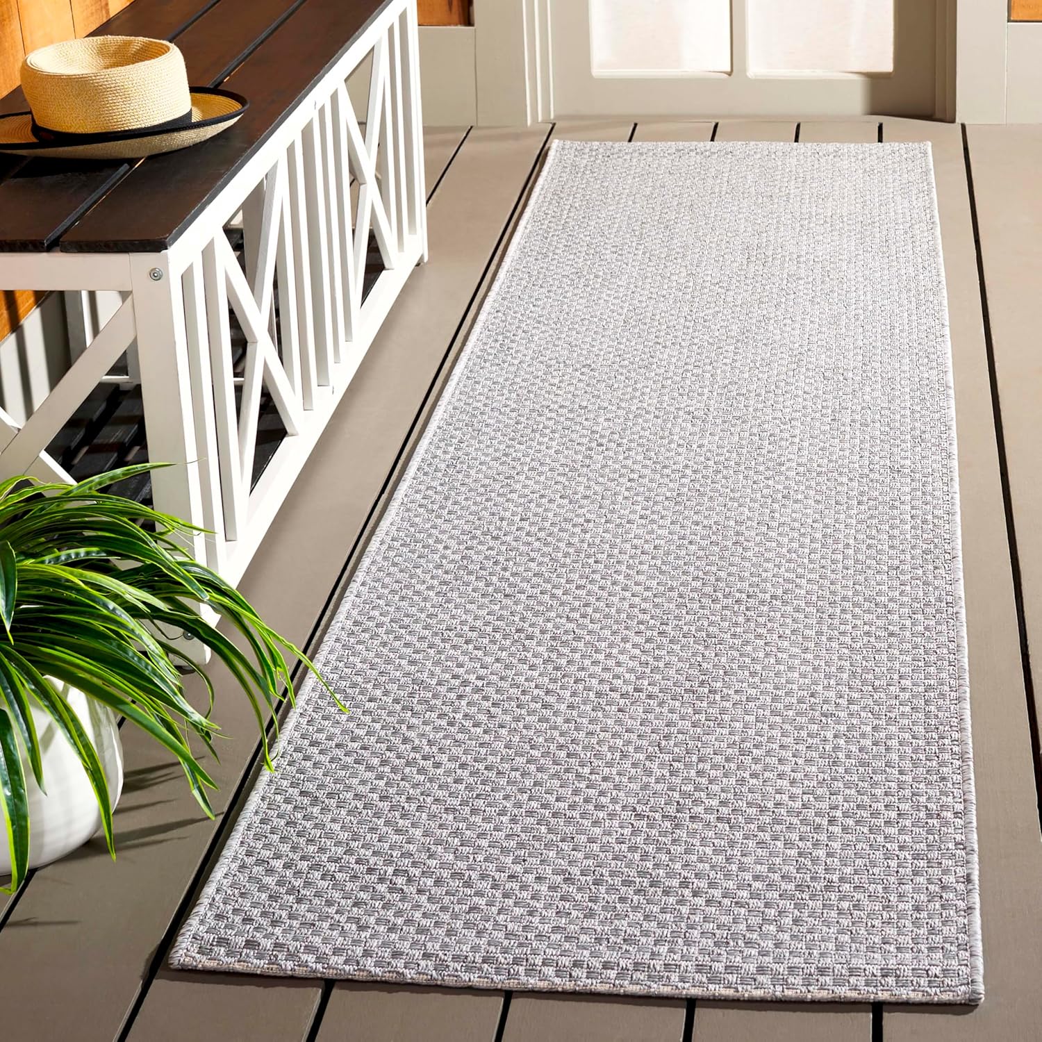 SAFAVIEH Washable Rug Outdoor Sisal All-Weather Collection - 2'2" x 8' Runner, Ivory, Non-Shedding & Easy to Clean, Ideal for Patio, Backyard, Mudroom (SAW640A)