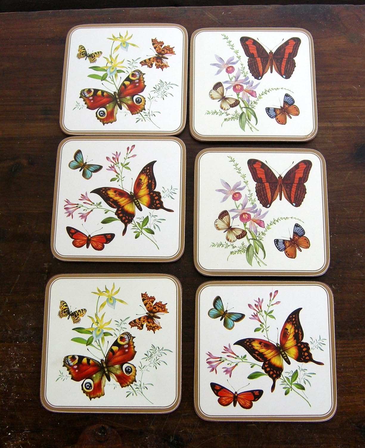 Set 6 Pimpernel Butterfly Coasters, Box Coasters