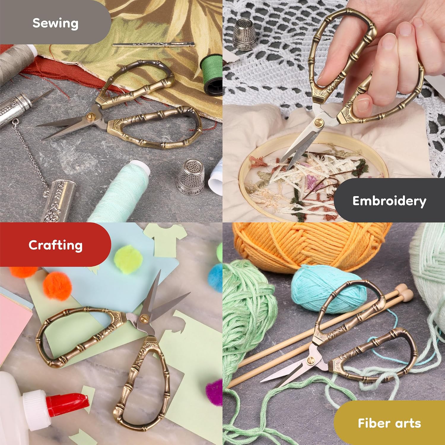 JubileeYarn Bamboo Stalk Embroidery Craft Scissors - Assortment - 5 Pairs