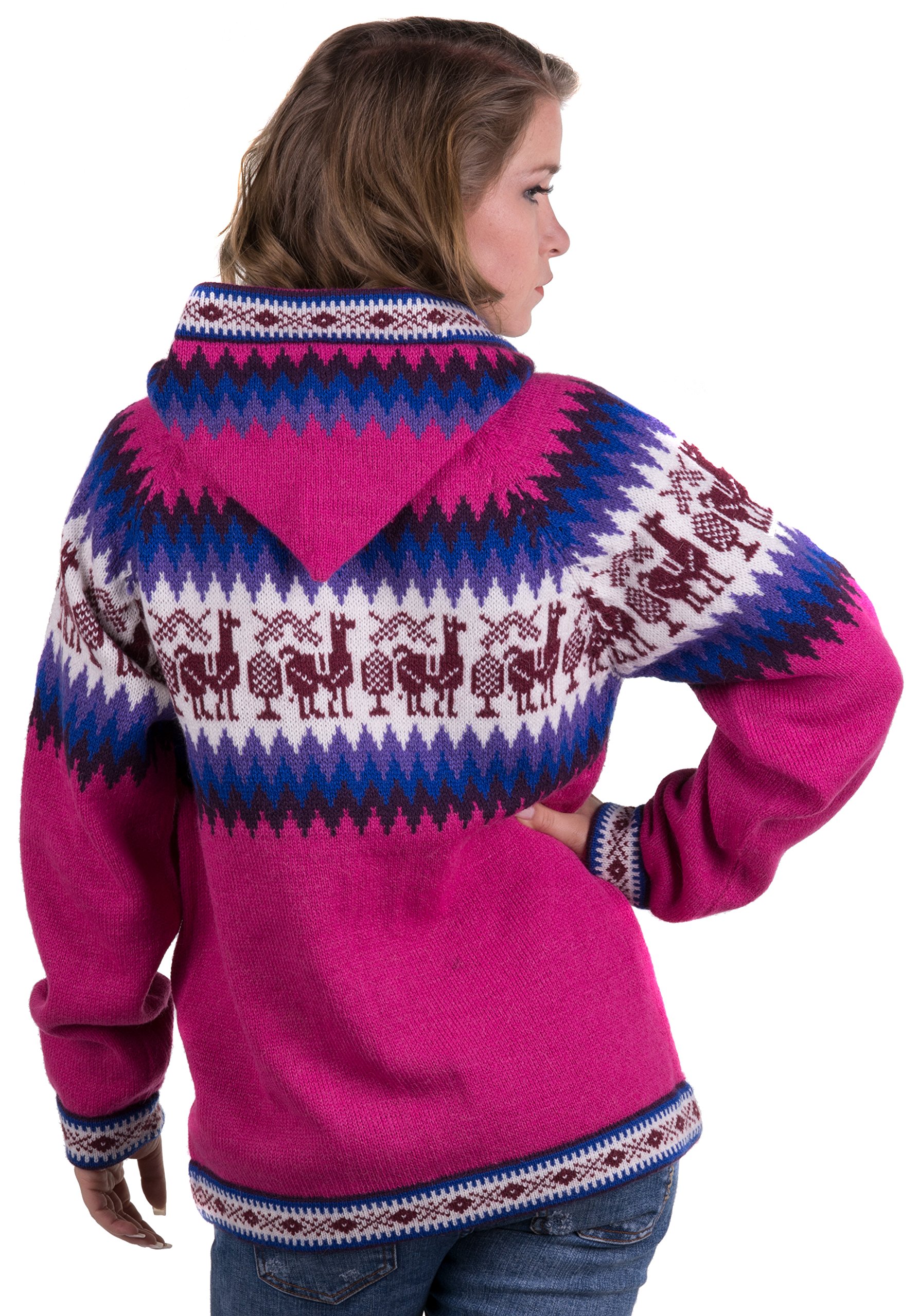 Gamboa Alpaka Cardigan Damen mit Kapuze Strickjacke Pullover Herbst Winter