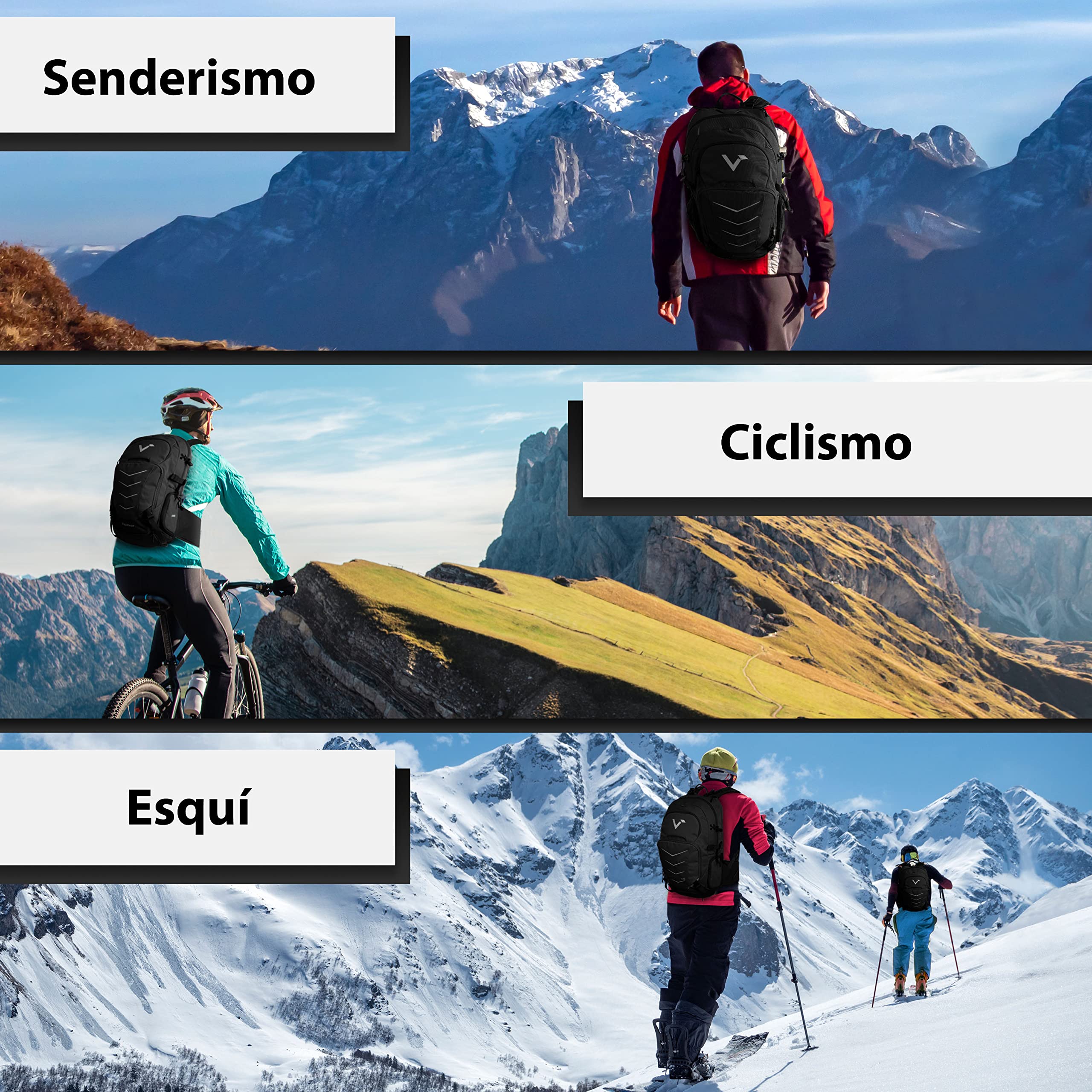 Valkental - Mochila Sostenible con Cinturones de Cadera Ocultables | 22L | Expandible con Riñonera - Perfecta para Senderismo, Trekking, Ciclismo y Uso Outdoor