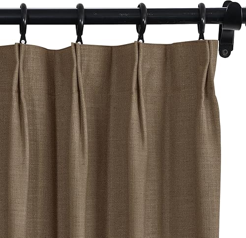 Miniatura 23 de Fcosie Cortinas plisadas de lino 100 % opacas para puerta corrediza de patio, cortina con aislamiento térmico para barra transversal y riel, 1 Azul