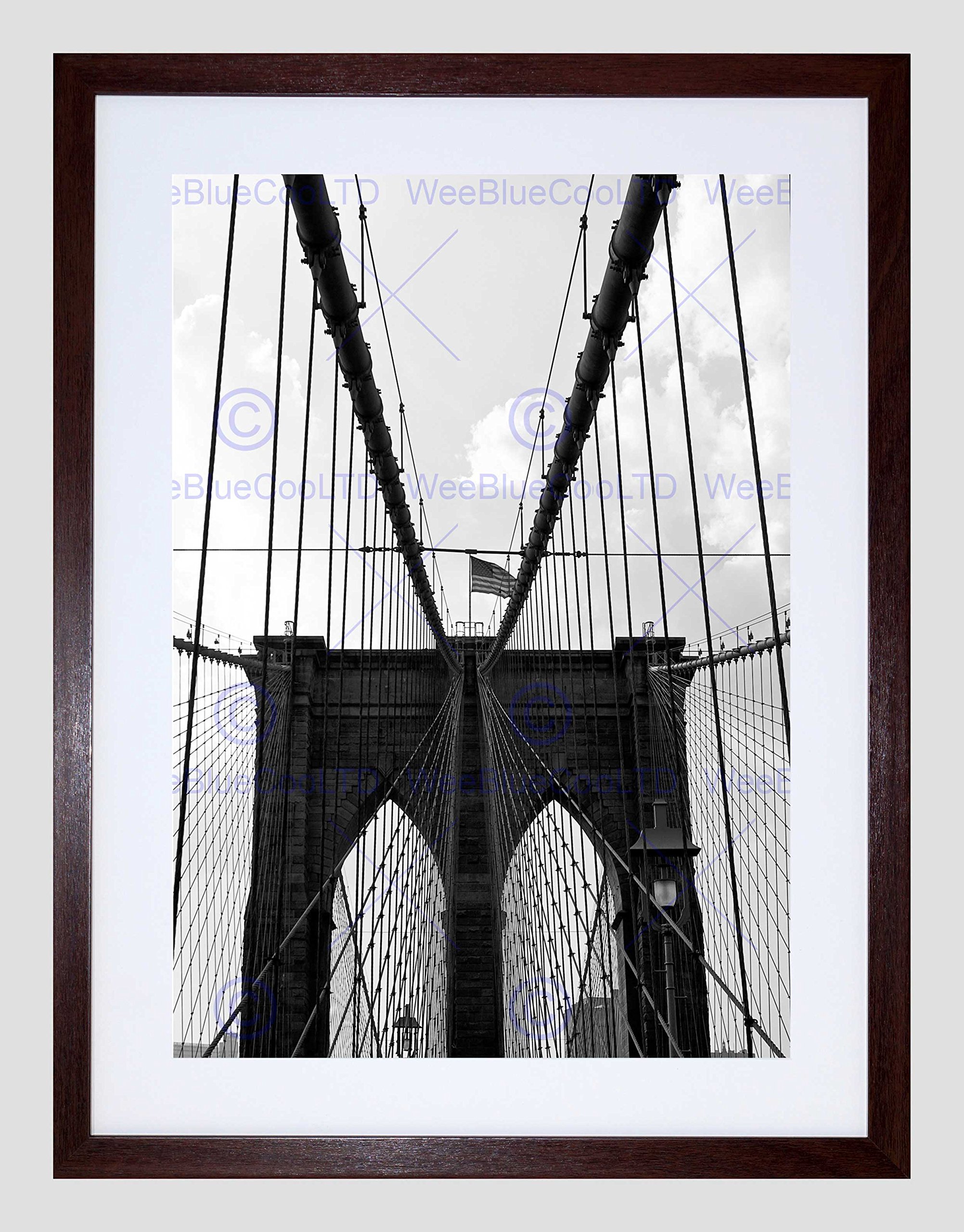 Wee Blue Coo Brooklyn Bridge Gates Nyc USA New York Picture Framed Wall Art Print