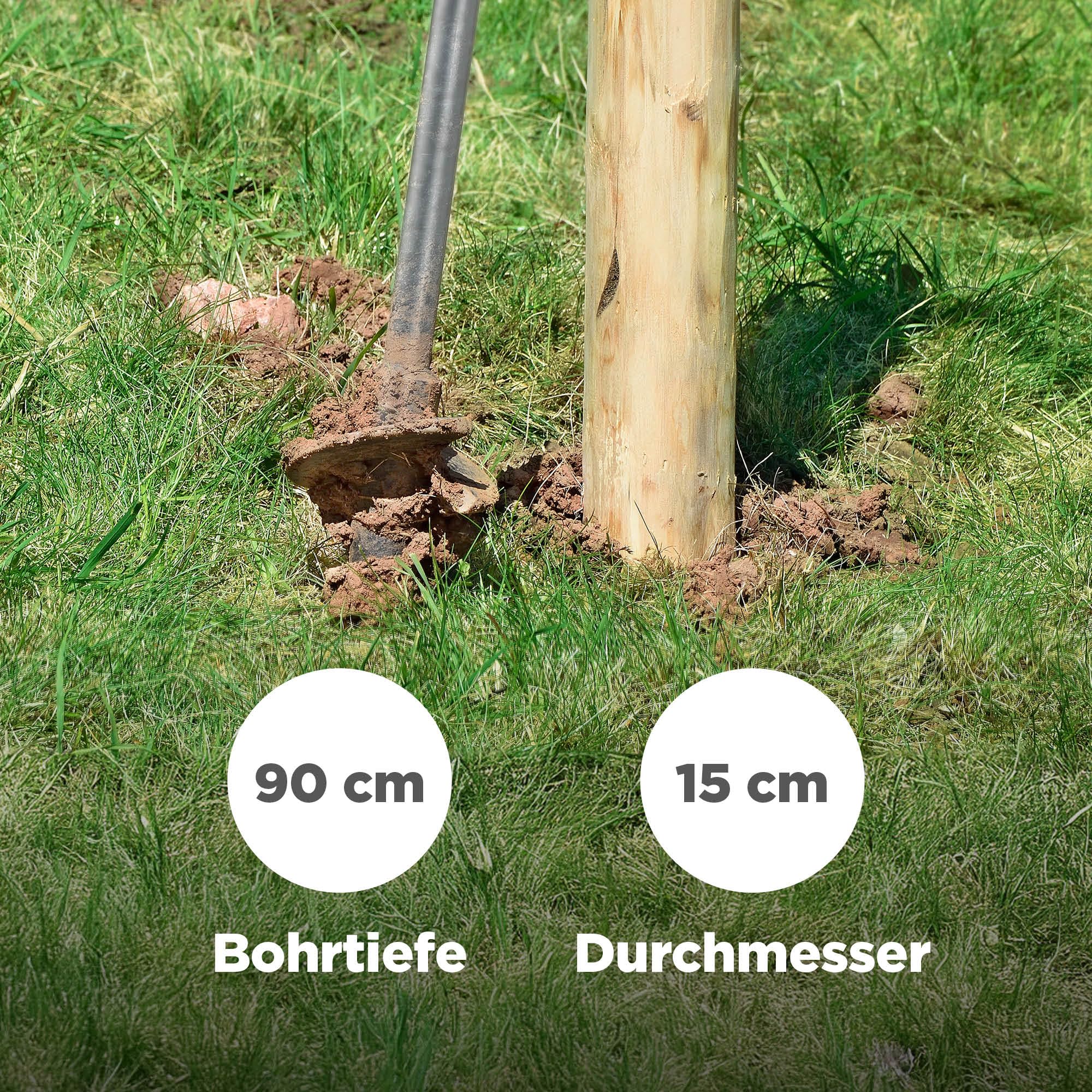 blizz-z Erdlochbohrer mit Holz-Quergriff, Ø 15 cm, bis 90 cm Bohrtiefe