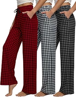 3 Pack Womens Pajama Pants Plaid Lounge Pj Bottoms with Pockets