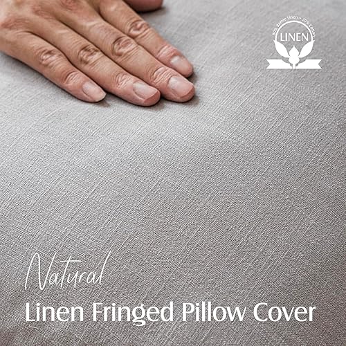 Miniatura 9 de Foindtower Fundas de almohada decorativas de lino con flecos, acogedora funda de cojín bohemia con borlas, funda de almohada decorativa suave para