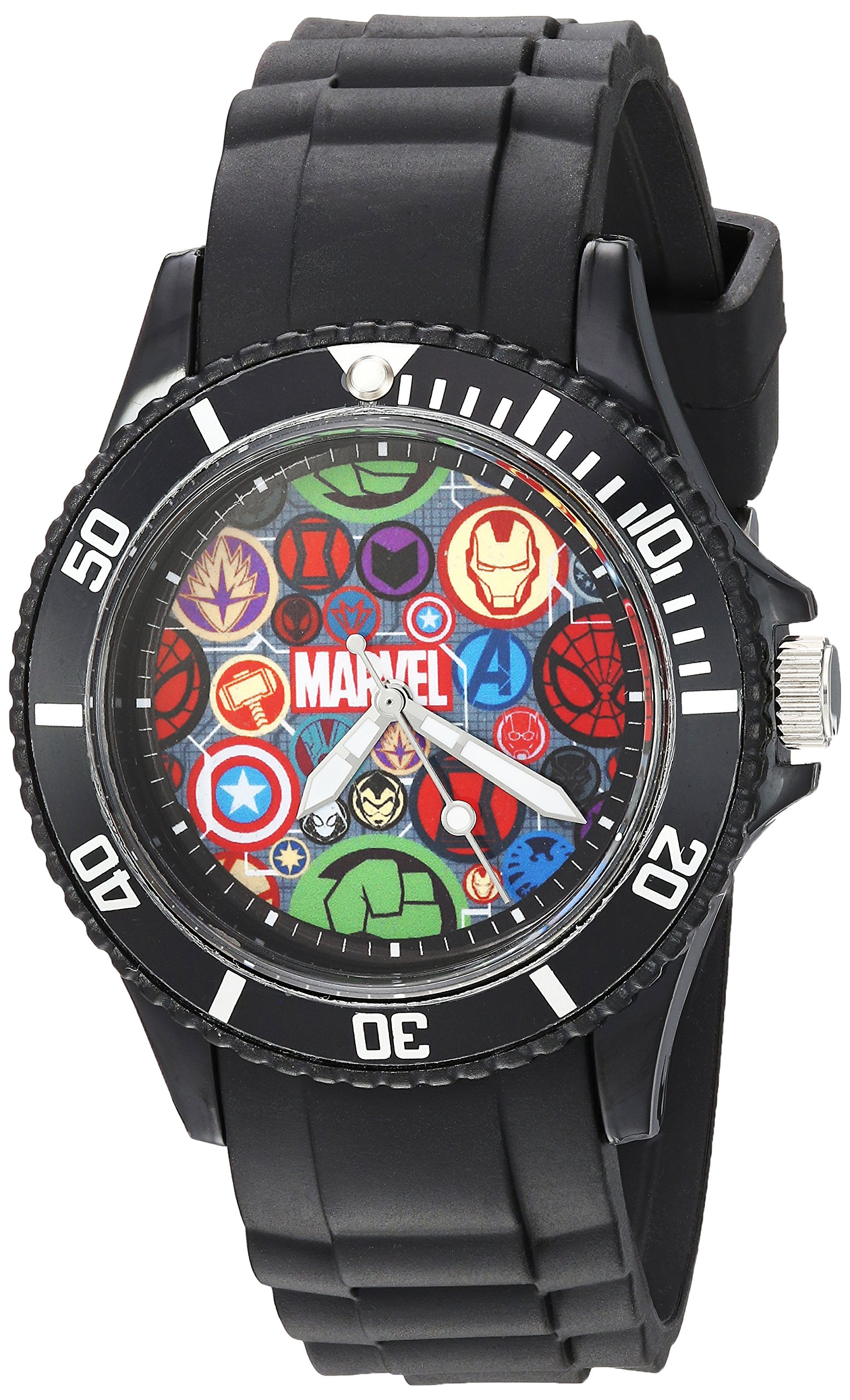 Disney Adult Sports Plastic Analog Quartz Watch, Black, mens