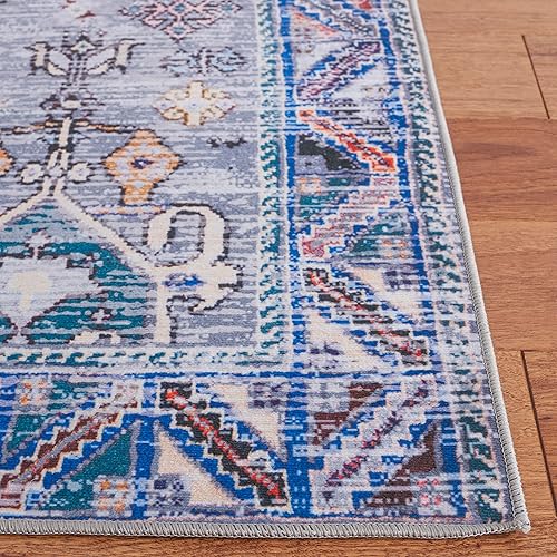 Miniatura 5 de SAFAVIEH Alfombra lavable Tucson Collection - 6 x 9 pies, beige y gris, antideslizante, ideal para zonas de alto tráfico en sala de estar,