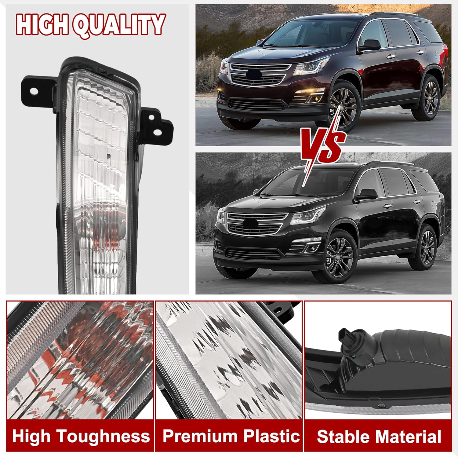 HECASA Left Turn Signal Light Compatible with 2013-2017 Chevy Chevrolet Traverse LS LT LTZ Premier Running Light w/Bulb Signal Lamp Replacement for 23305608 GM2530135 Clear Lens - Driver Side