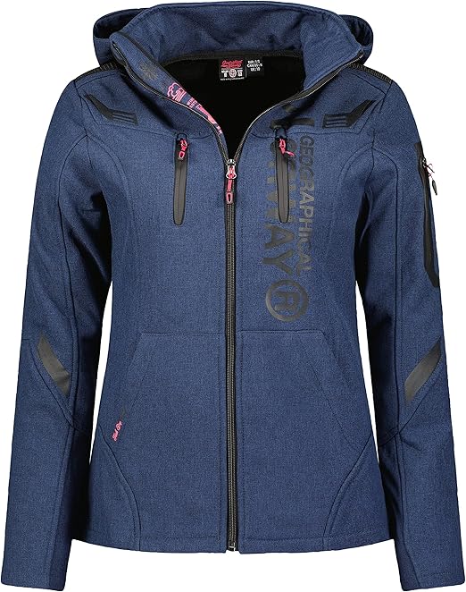 Chaqueta Softshell Geographical Norway Para Mujer - Impermeable, Con Capucha - Ideal Para Senderismo, Esquí