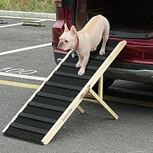 Dog Ramp for Car - 51" Long Foldable Pet Ramp for Small Large Dogs - Dog Ramps for High Beds Couch Car/SUV - Pet Stairs High Traction with Platform 6 Adjustable Heights 13" to 28" Up to 200LBS