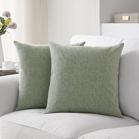 Meekio Set of 2 Dark Sage Pillow Covers 20 x 20 Inch