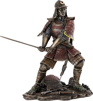 Top Collection Medieval Japanese Samurai Statue - General Minamoto Warrior Sculpture in Premium Cold Cast Bronze - 8.25-Inch Collectible Figurine