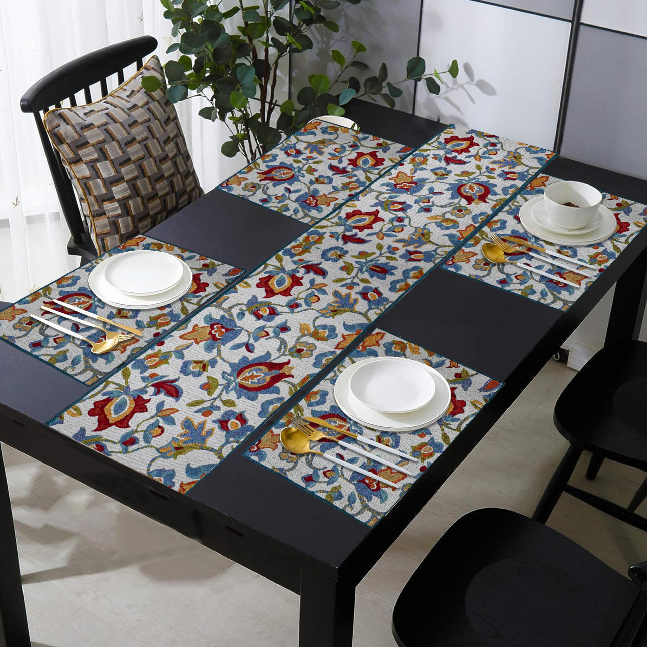 Rangoli Cotton Table Mats - Set of 4 Floral Design -30 Rangoli Cotton Table Mats - Set of 4 Floral Design -30