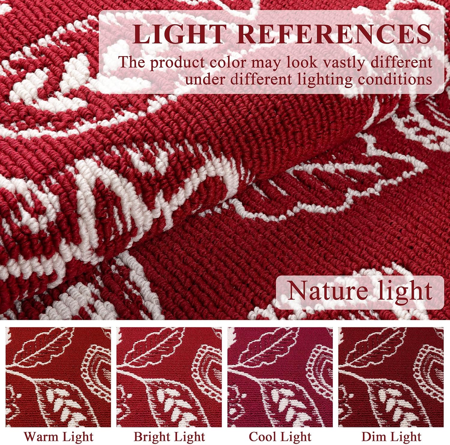 2x8 Washable Christmas Runner Rug with Non Slip Backing, Absorbent & Dirt-Trapping, Red and White High-Low Textured Floral Hallway Carpet for Kitchens, Laundry Rooms, Bathrooms, Entryways - Image 7