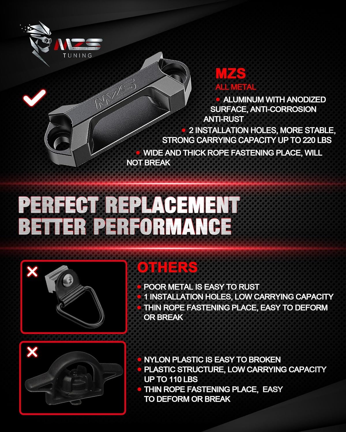 MZS Tacoma Tie Down Hook Kit, Inner Rope Hooks Tie Down Anchors Compatible with Tacoma Tundra for Cargo Trailer, Replace PT27835160 PT27835112 PT2780C010 663120C010 Black+Silver (Pack of 6)