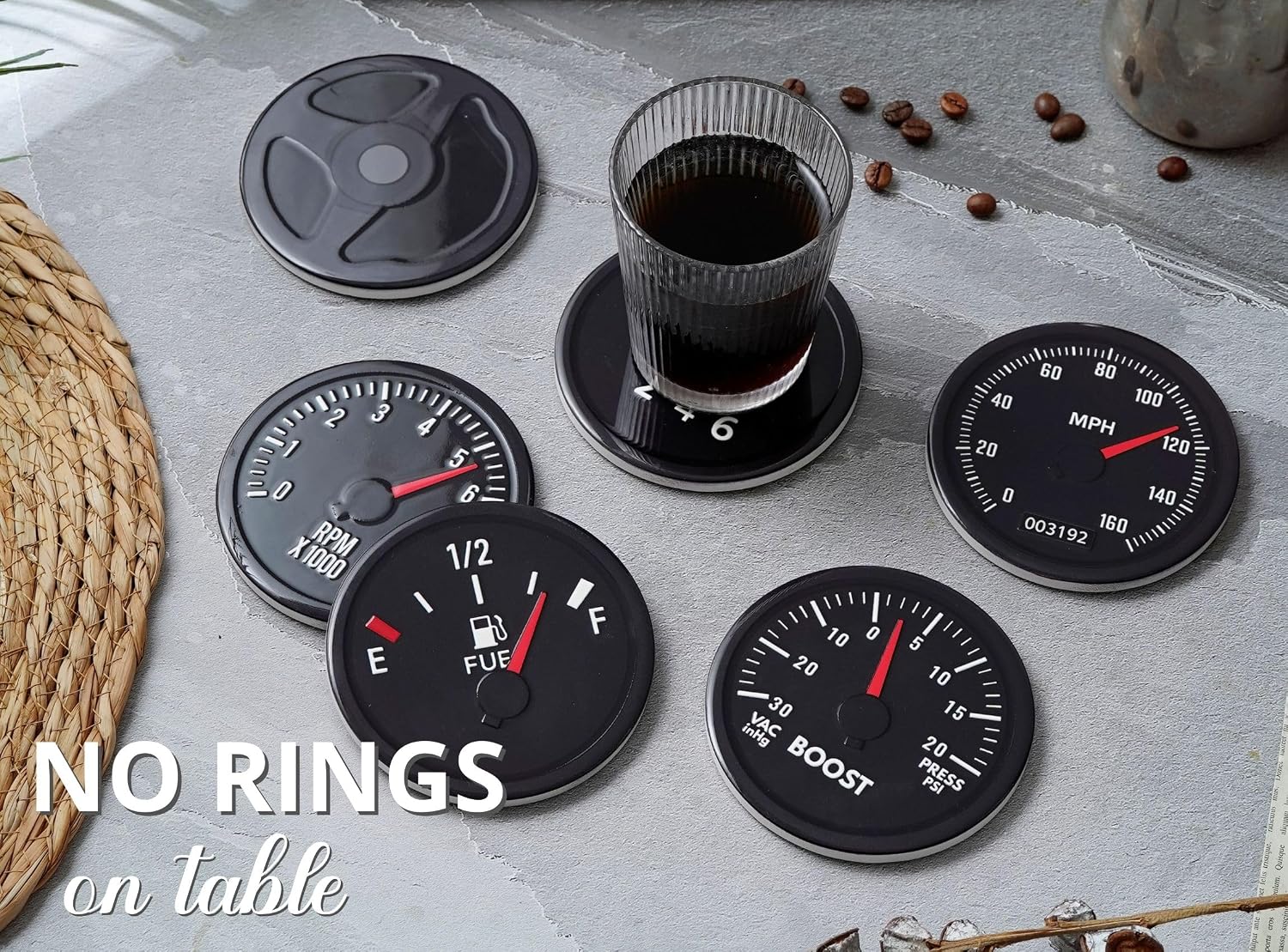 Onebttl Gifts for Car Guys, Car Guy Gifts Ceramic Coaster, Set of 6 with Gift Box, Absorbent with Cork Base, Home Decor for Dad Brother Uncle Men for Christmas, Birthday