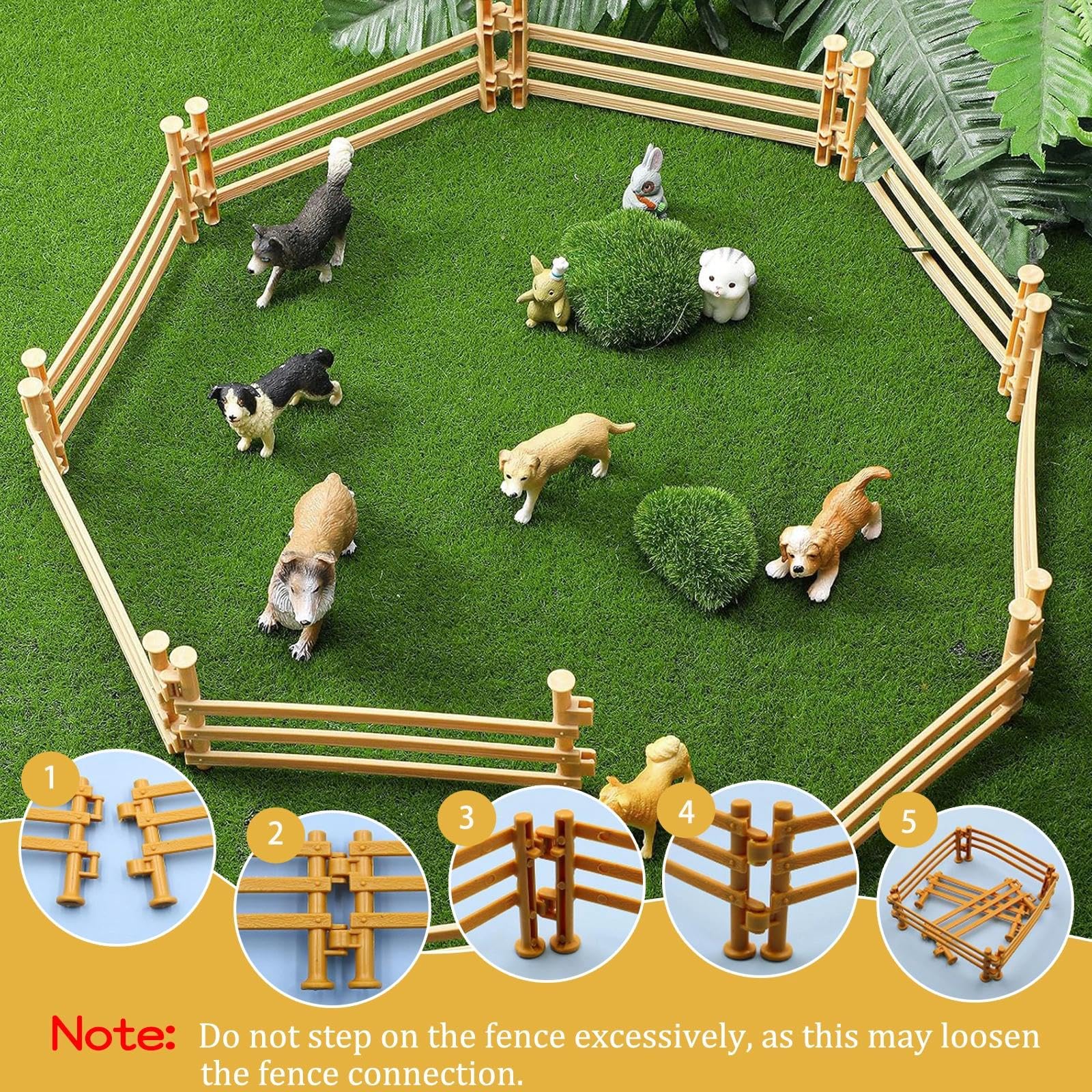 100 Piezas Vallas de Juguete para Animales Mini Valla de Plástico Accesorios Caballos Juguetes para Niños a Partir 3 Años, Actividades Padres e Hijos, Juego Mini Valla Bricolaje