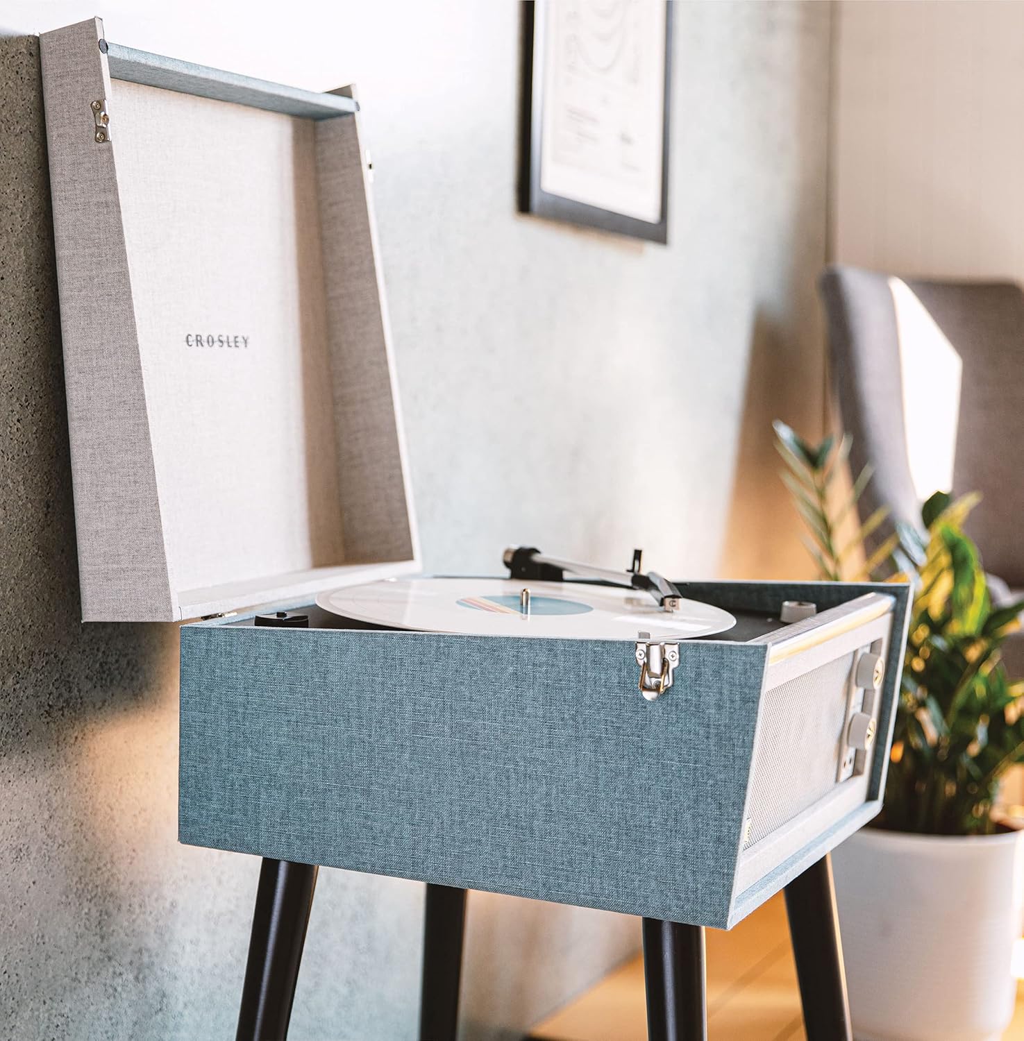 Crosley CR6233F-TN Dansette Bermuda Bluetooth in/Out Portable Vinyl Record Player Turntable with Aux-in, Tourmaline