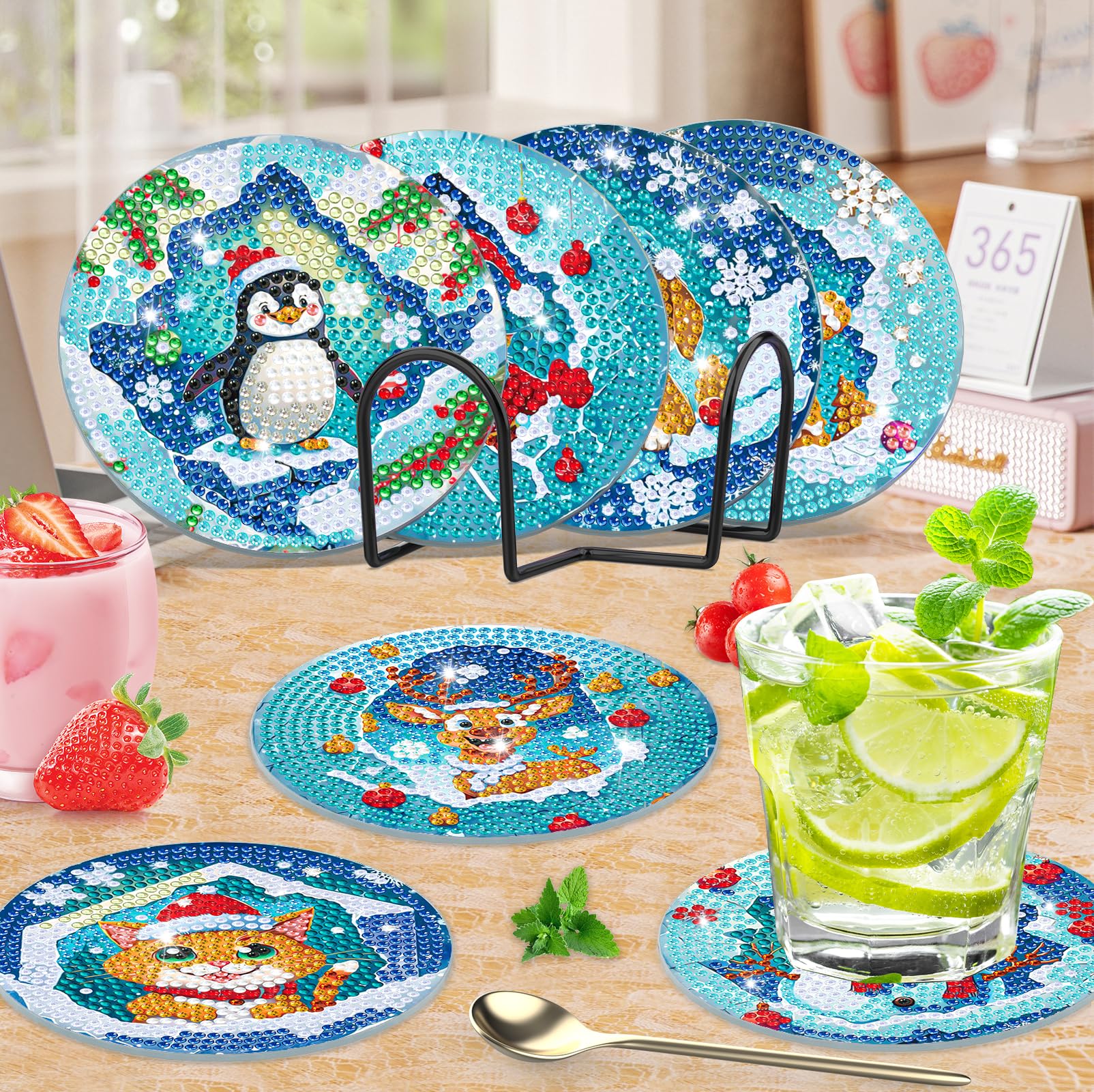 8 Pièces Diamant Peinture Dessous Thème De Noël Acrylique Di 33,09