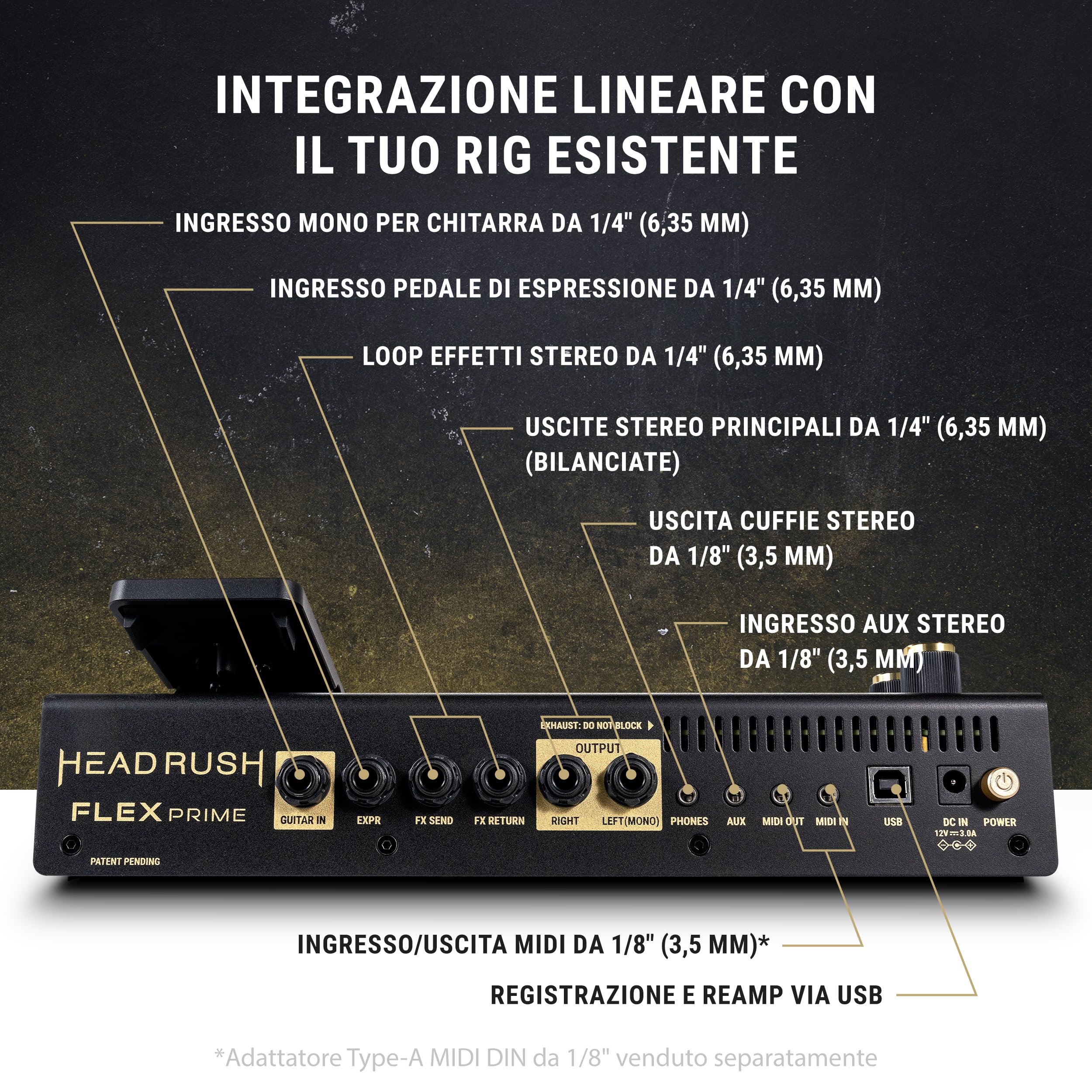 HeadRush Flex Prime - Pedaliera Multieffetto e Amp Modeler per Chitarra e Basso con Touchscreen, Looper, Wi-Fi, Bluetooth, IR Loader, USB, lezioni