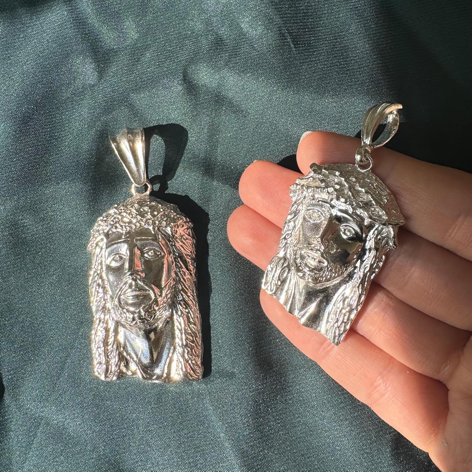 Better Jewelry Jesus Head 925 Sterling Silver pendant, Religious Charm, Vintage Pendant