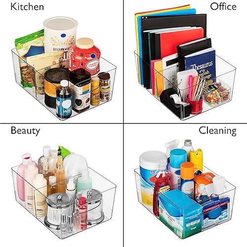 Miniatura 4 de ClearSpace Contenedores de almacenamiento de plástico con divisor, paquete de 2 Organización perfecta de cocina o almacenamiento de despensa