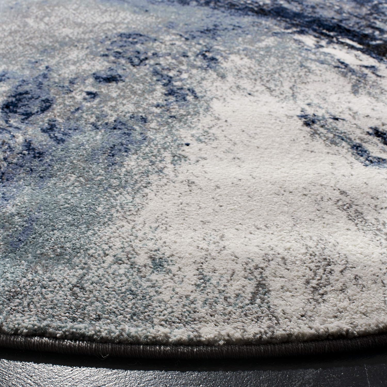 SAFAVIEH Galaxy Collection 4' Round Blue/Grey GAL117M Modern Abstract Non-Shedding Dining Room Entryway Foyer Living Room Bedroom Area Rug