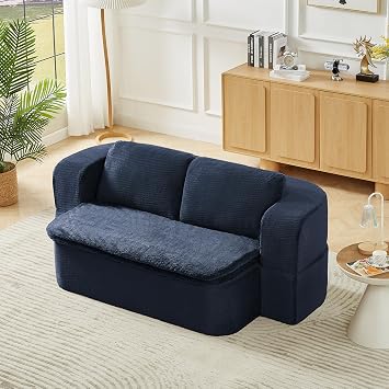 74.8" Convertible Sleeper Sofa,Modern Folding Futon Floor Foam Compression Sofa Bed Couch for Living Room Bedroom Apartment,Dark Blue