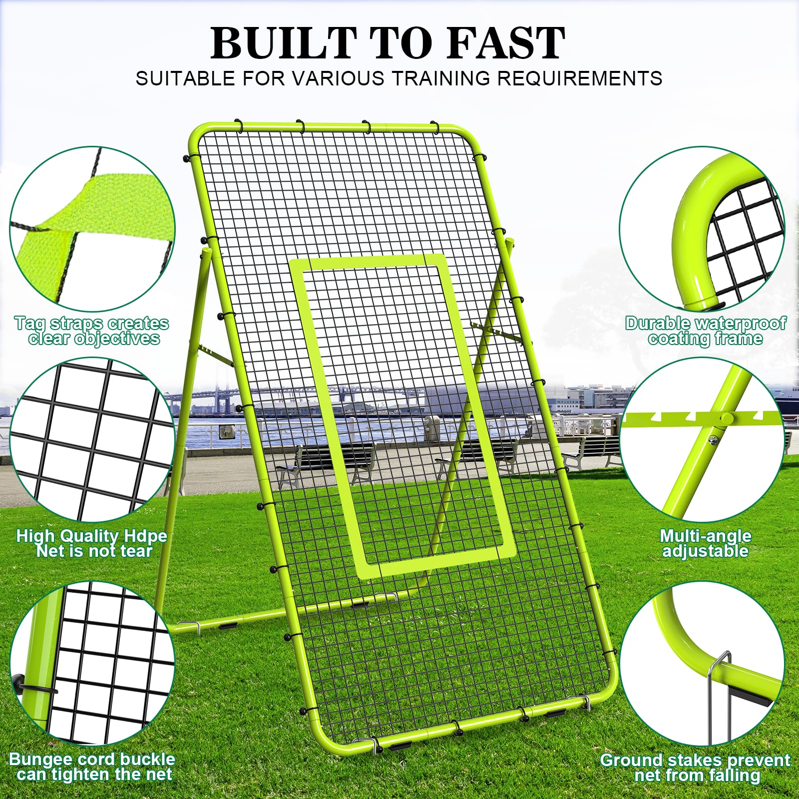 Rete da rimbalzo per pallavolo, regolabile e portatile, 2,8 x 1,2 m, attrezzatura per allenamento da calcio, bersaglio per calcio per bambini e adulti, per insegnare e fare pratica