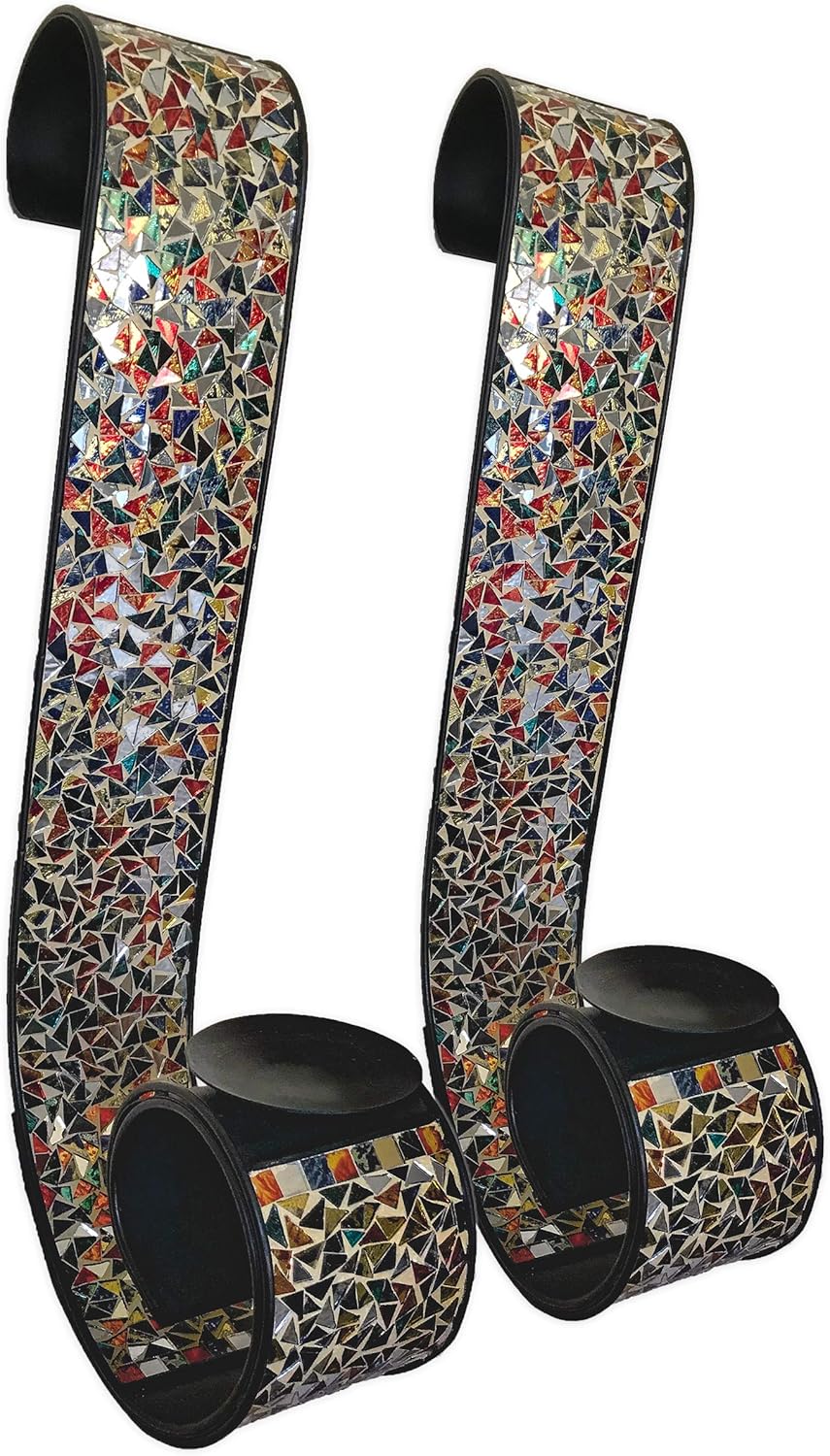 Mosaic Wall Sconce Set of 2 Tealight Candle Holders | Abstract Metal Wall Art Candle Sconces Pair Extra Large