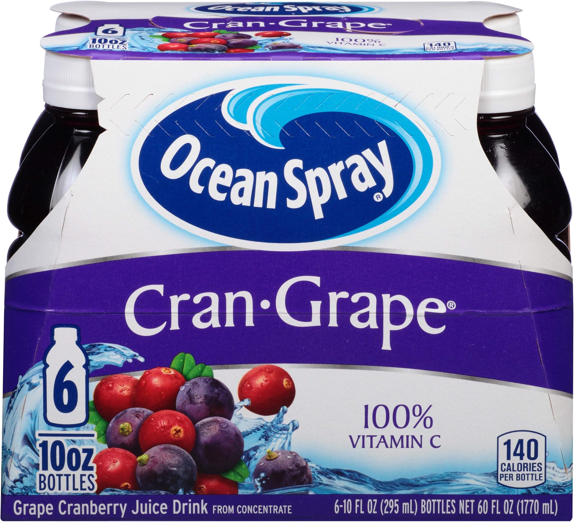 Cran-Grape Juice Drink, 10 Ounce Bottle (Pack of 6)