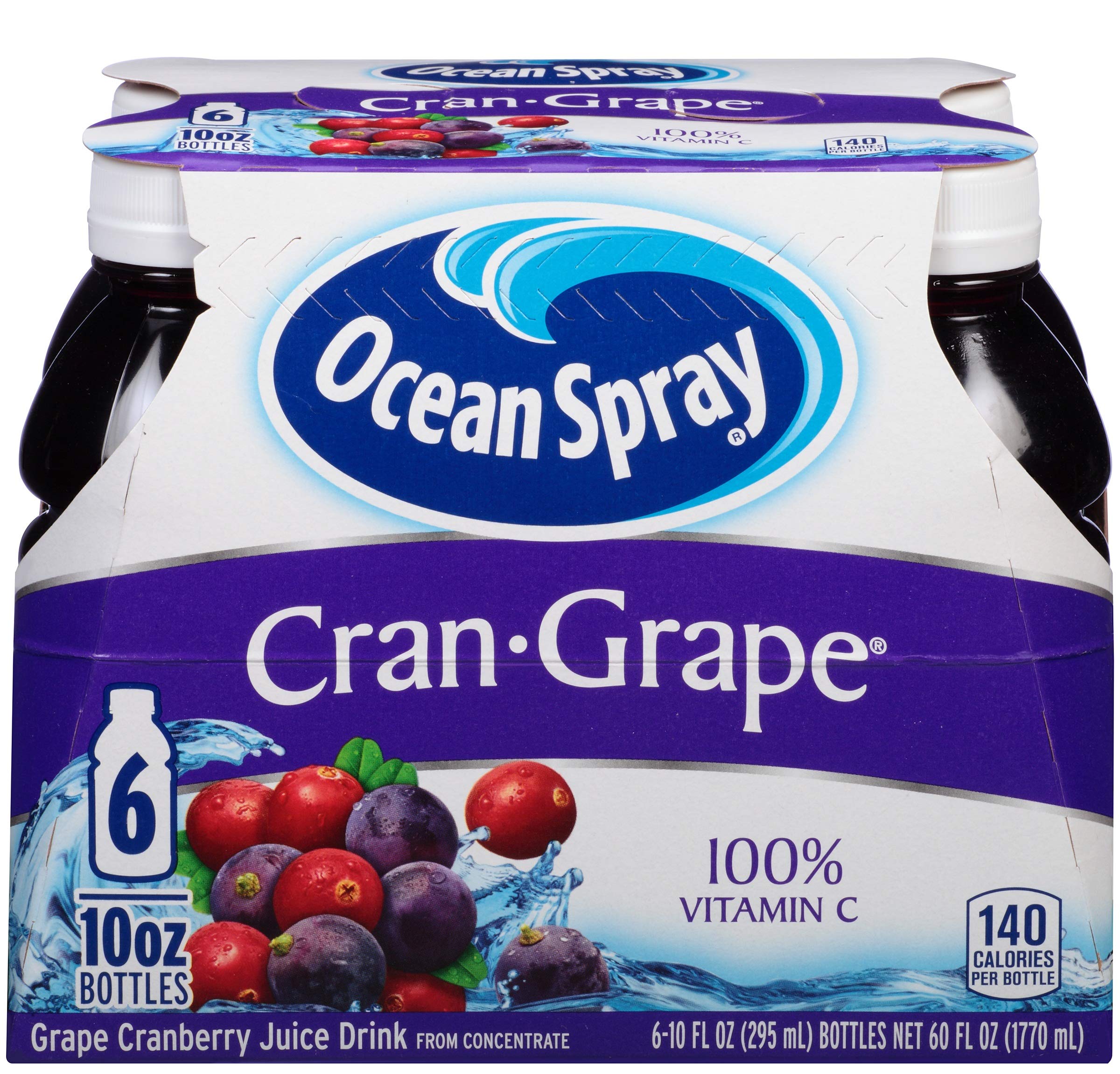 Ocean Spray Cran-Grape Juice Drink, 10 Ounce Bottle (Pack of 6)