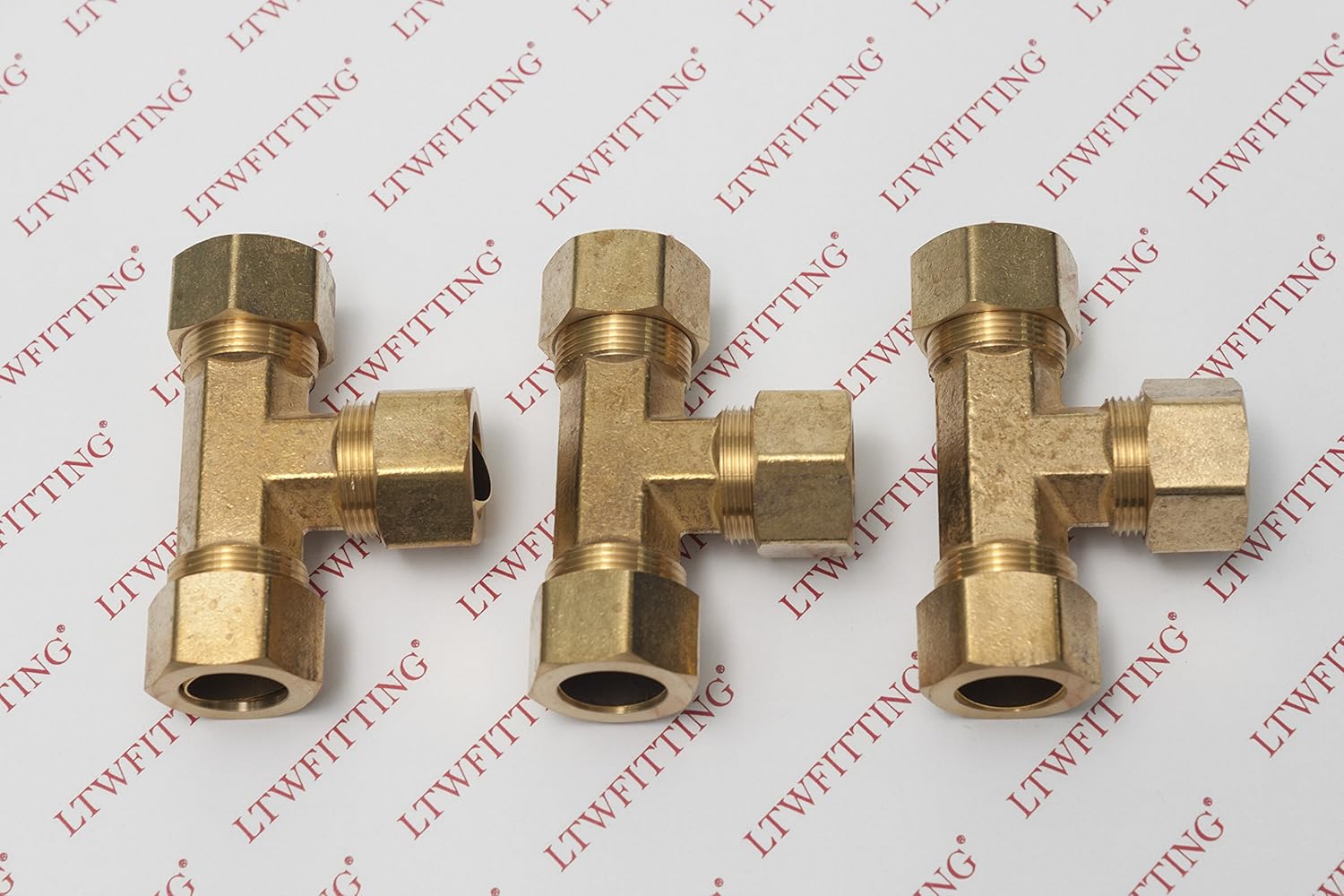 LTWFITTING 3/4-Inch OD Compression Tee,Brass Compression Fitting(Pack of 3)