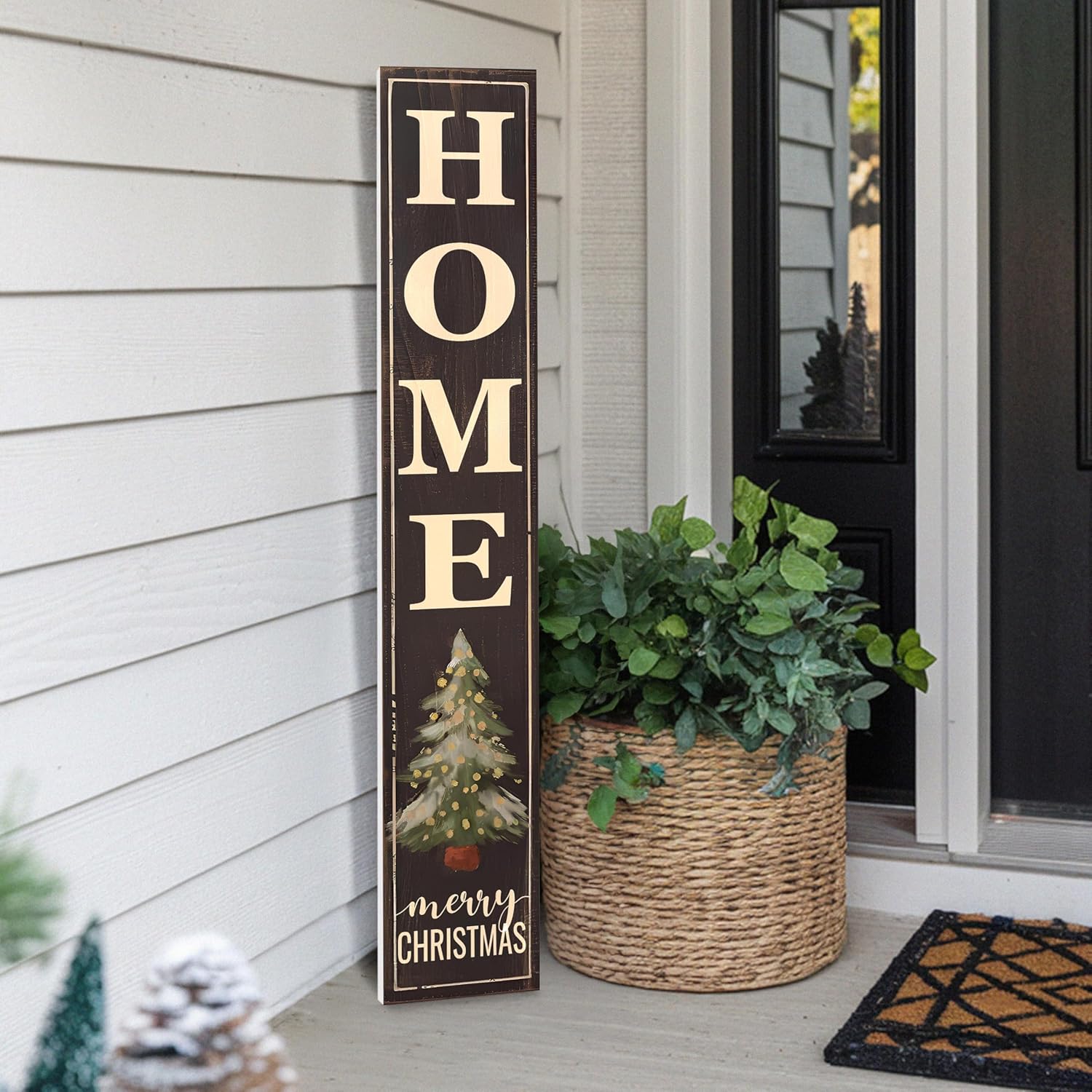 48"x8" Large Christmas Welcome Sign for Front Door, PVC Holiday Welcome Sign for Porch, Durable Outdoor Christmas Decorations (Design 6)