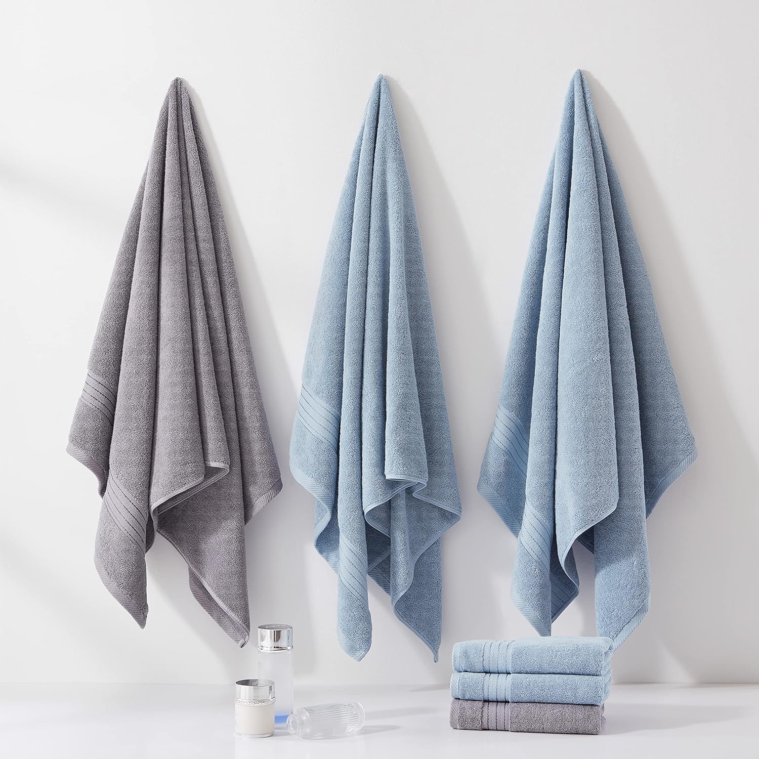 COZYART Light Blue Towel Sets for Bathroom 6Pcs, Turkish Cotton Bath Towel Set Soft Highly Absorbent and Durable 650 GSM Luxury Bathroom Sets with 2 Bath Towels, 2 Hand Towels, 2 Washclothes - Image 4