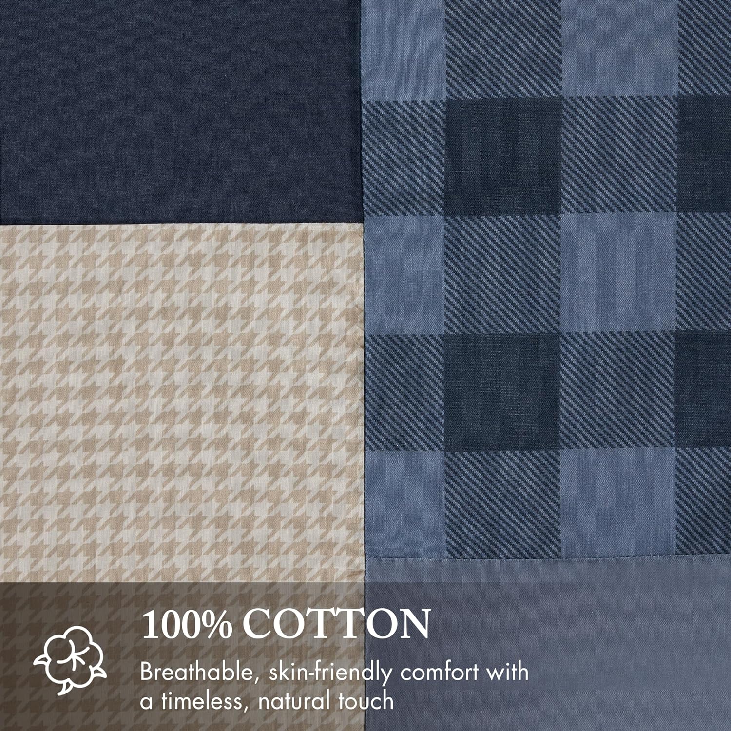 Woolrich Winter Hills 100% Cotton Shower Curtain, Cabin Lodge Plaid Pieced Design, Farmhouse Bathroom Decor, Machine Washable, Fabric Privacy Screen 72x72, Blue
