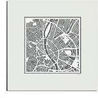 Vista 27 de O3 Design Studio Mapa de corte de papel Madrid negro mate de 20 x 20 pulgadas