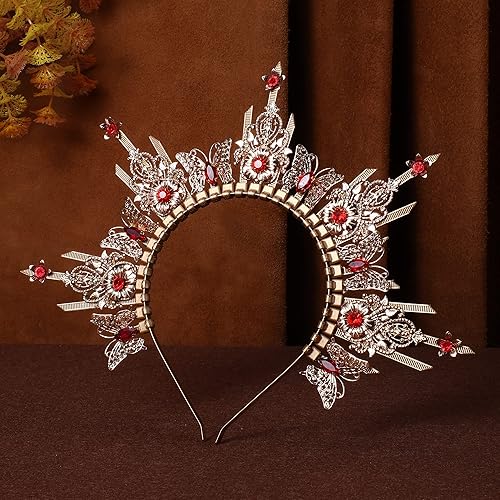 Miniatura 6 de Halo Crown Headpiece Zip Tie Gold Sunburst Crown Queen Headdress Goddess Headband Wedding Renaissance Tiara Birthday Party Photo Shoot Cosplay