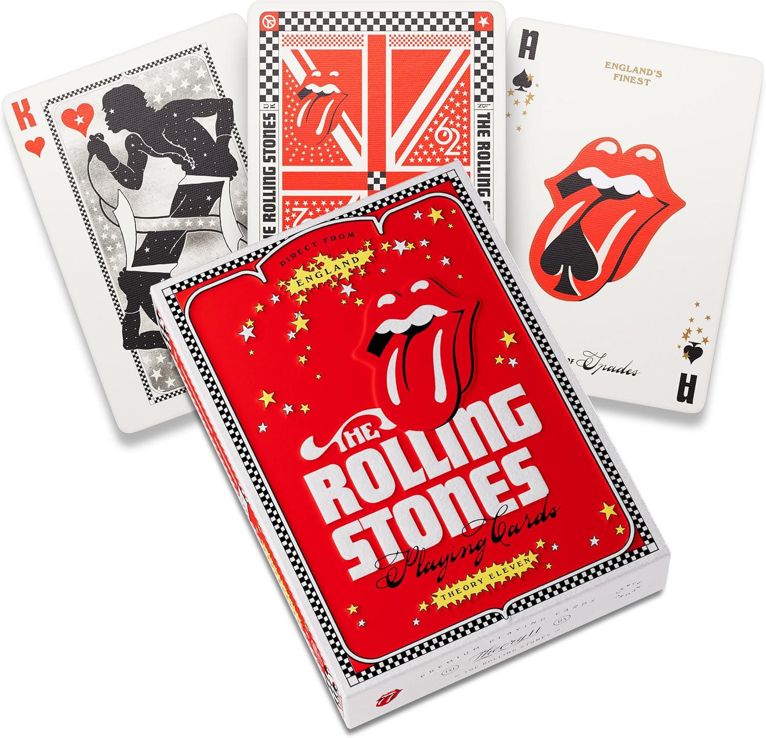 theory11 The Rolling Stones Playing Cards - Rock Music Themed Deck with Custom Aces Jokers Court Cards, Black Collector Style Poker Cards for Fans, Game Night, Magic, Cardistry, Gifts & Parties