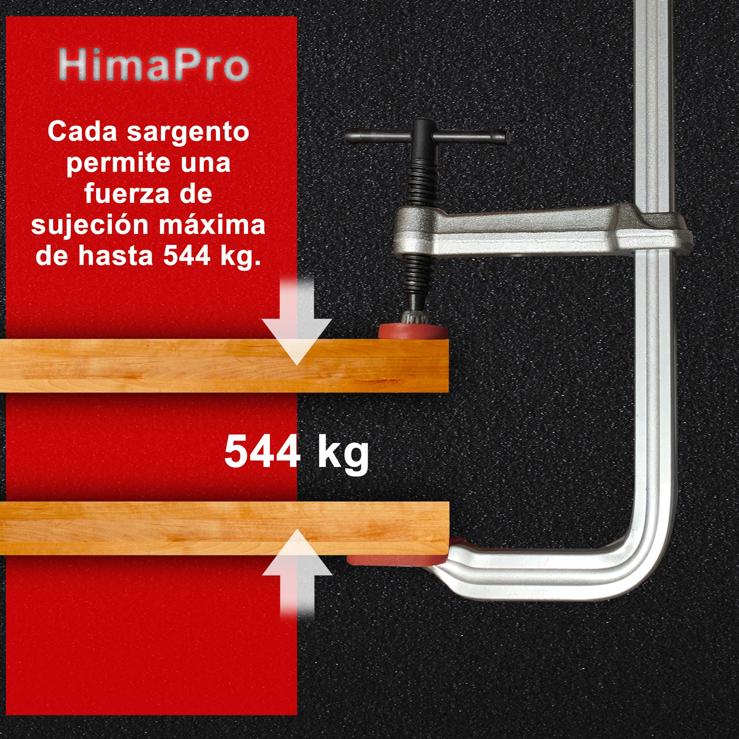 HimaPro Juego de 4 Sargentos Tipo F de Acero Forjado de 30 cm de Alta Resistencia – Capacidad de carga 544 kg, Profundidad de garganta de 12 cm, Ideales para Soldadura, Carpintería y Trabajos en Metal