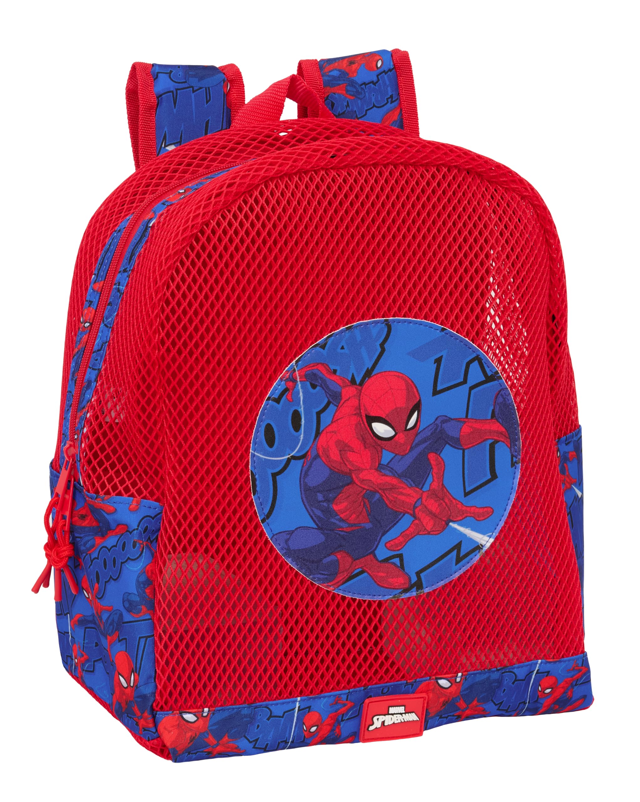 Safta SPIDERMAN - Mochila Infantil de Playa, Anti Arena, con Asas, Fácil Limpieza, Ideal para Niños de Diferentes Edades, Cómoda y Versátil, 32x12x38 cm