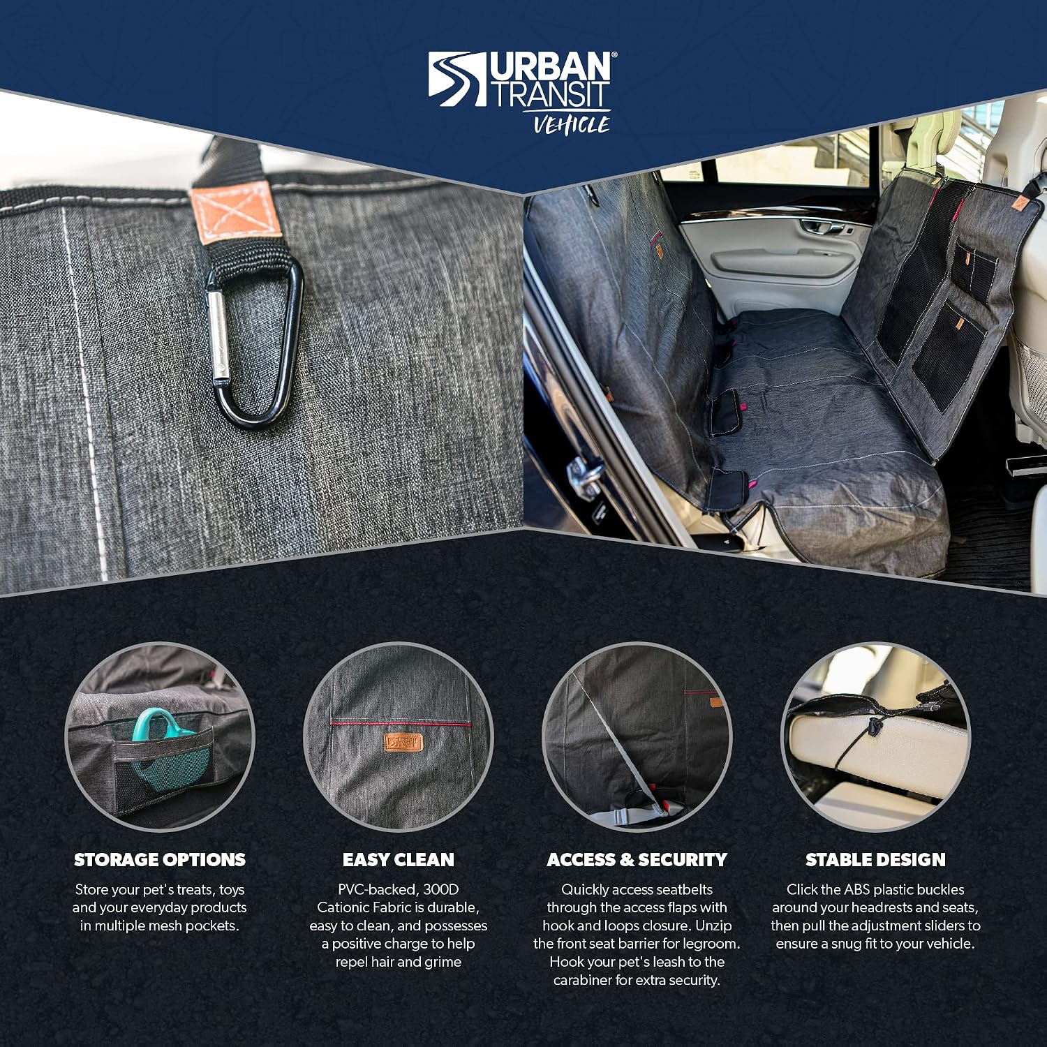 URBANTRANSIT Pet Seat Cover for Your Back Seat and Durable Dog Car Hammock, Protects Your Car's Interior from Pets, Children & Spills - Measures 53" X 41.5" to Fit Most Vehicles image 5