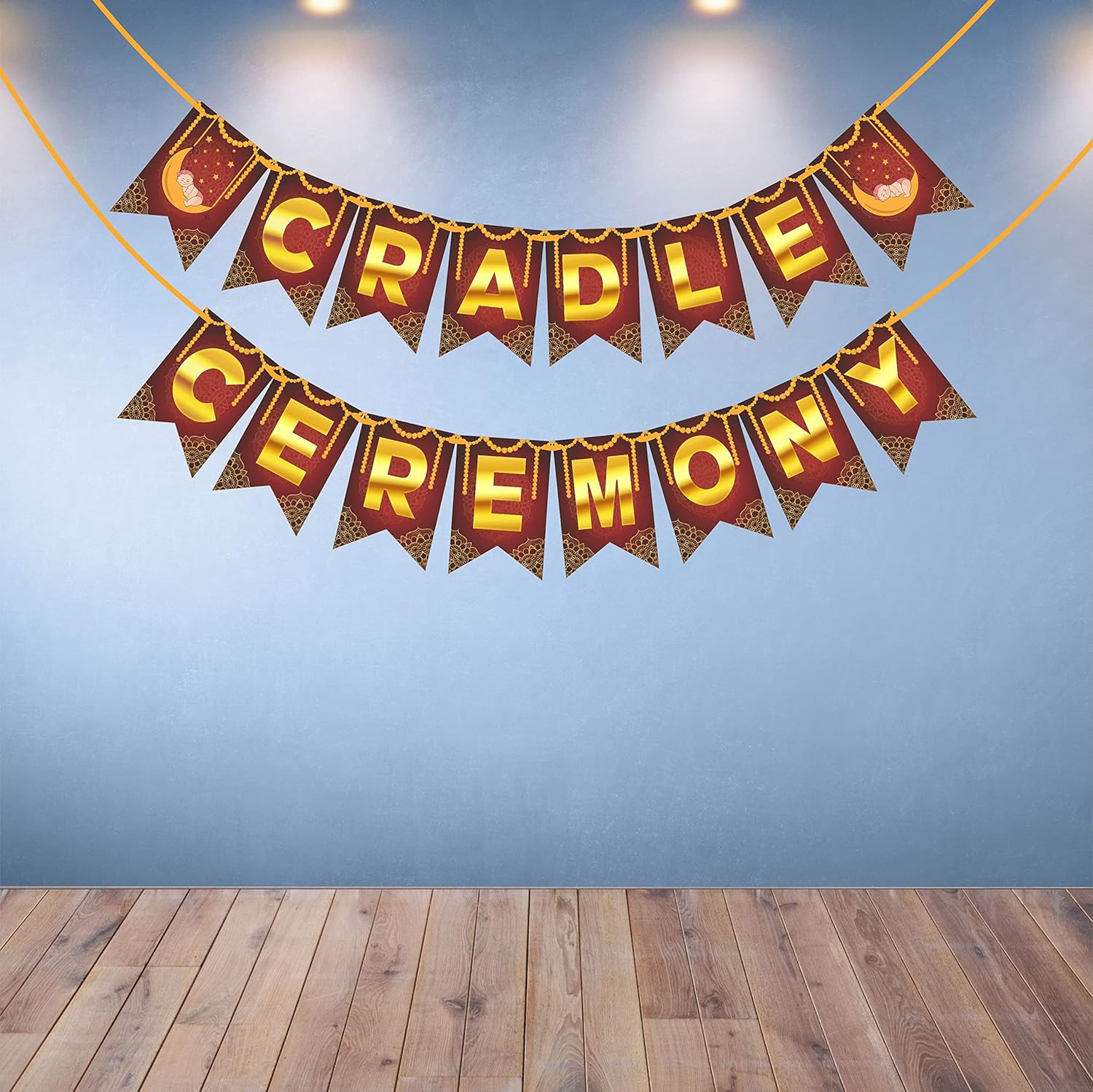 WOBBOX Cradle Ceremony Bunting Banner Royal Background with Maroon